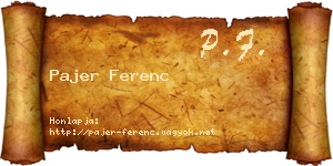 Pajer Ferenc névjegykártya